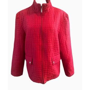 Jane Ashley Red Quilted Zip Front Jacket Size Large‎
